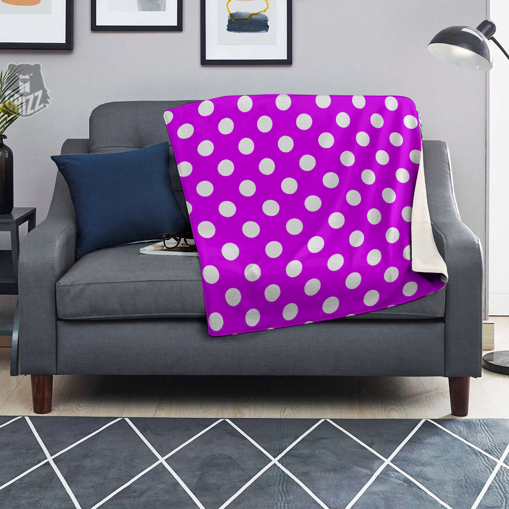 Pink Color Polka Dot Print Pattern Blanket-grizzshop