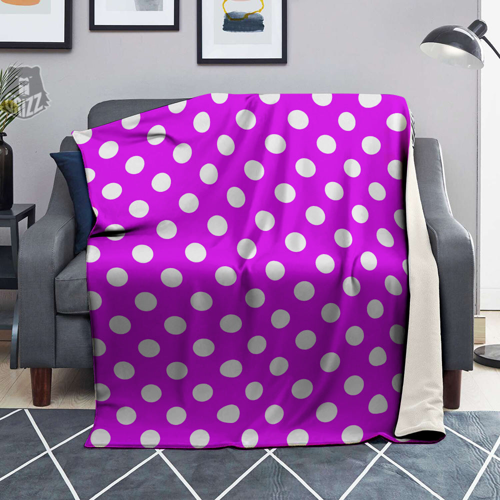 Pink Color Polka Dot Print Pattern Blanket-grizzshop