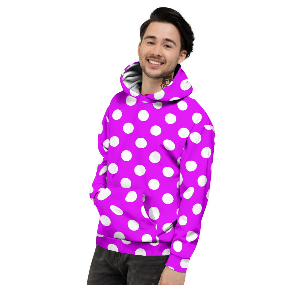 Pink Color Polka Dot Print Pattern Men's Hoodie-grizzshop