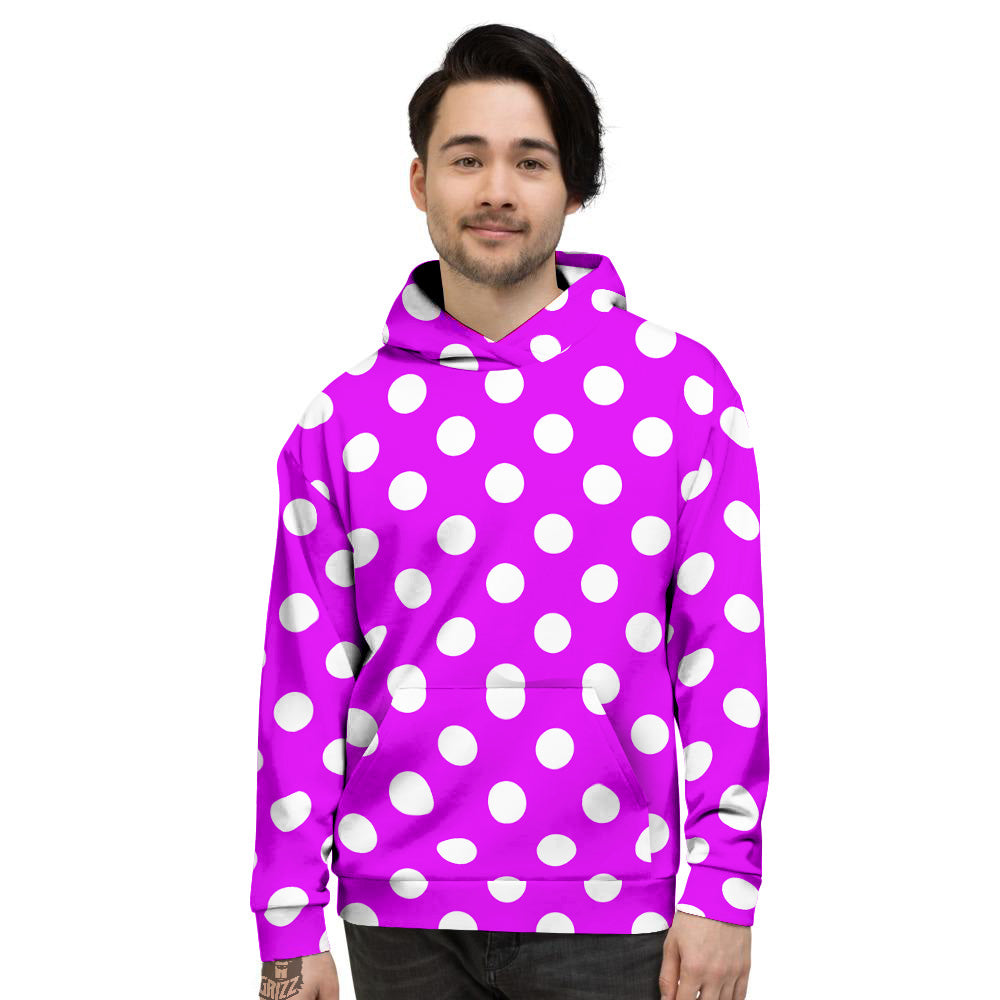 Pink Color Polka Dot Print Pattern Men's Hoodie-grizzshop