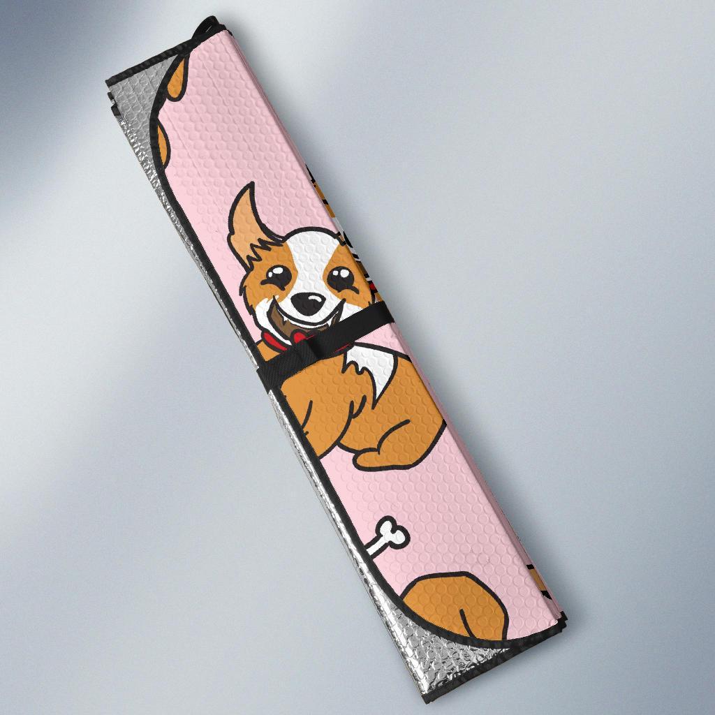 Pink Corgi Pattern Print Car Sun Shade-grizzshop