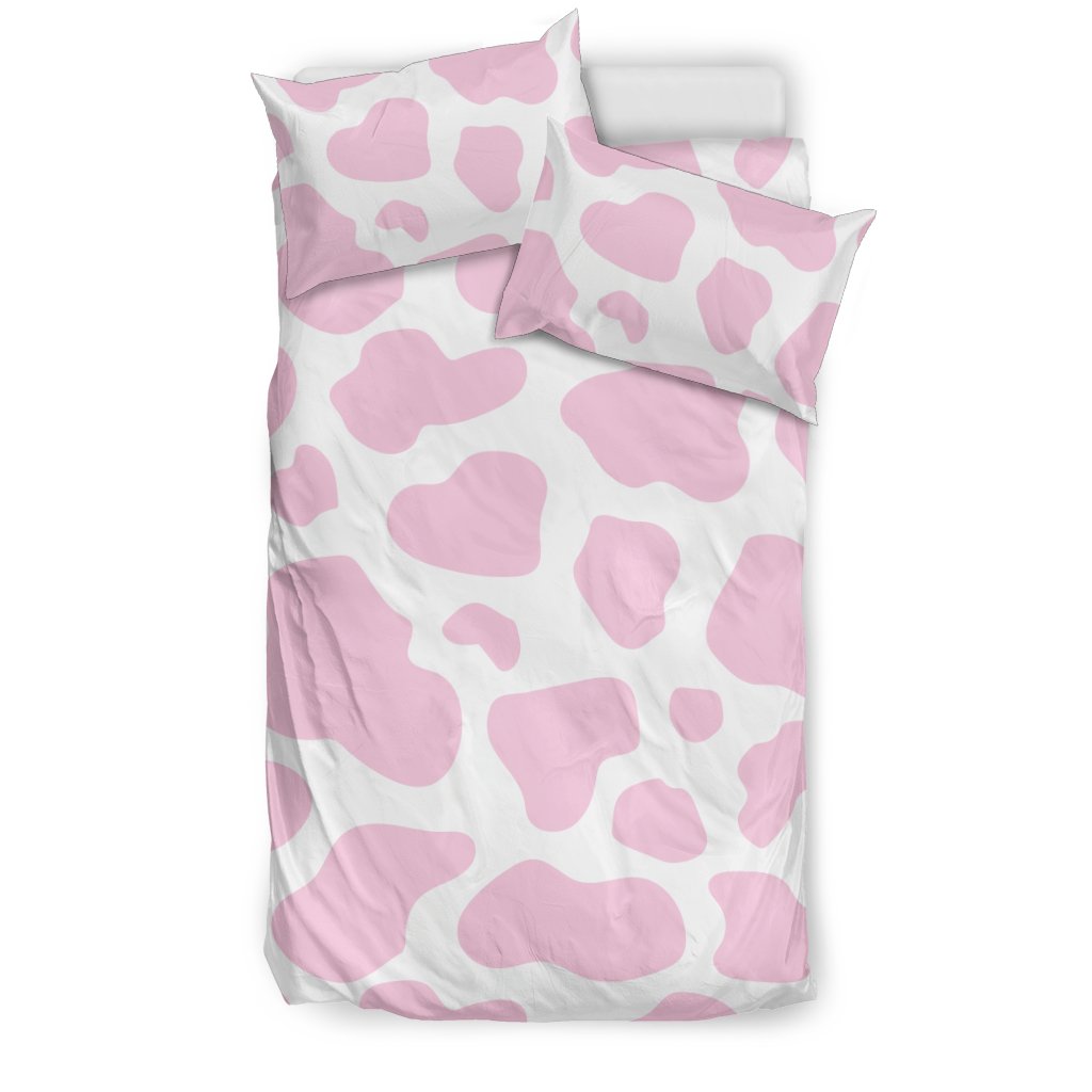 Pink Cow Pattern Print Duvet Cover Bedding Set-grizzshop