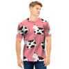 Pink Cow Pattern Print Men T Shirt-grizzshop