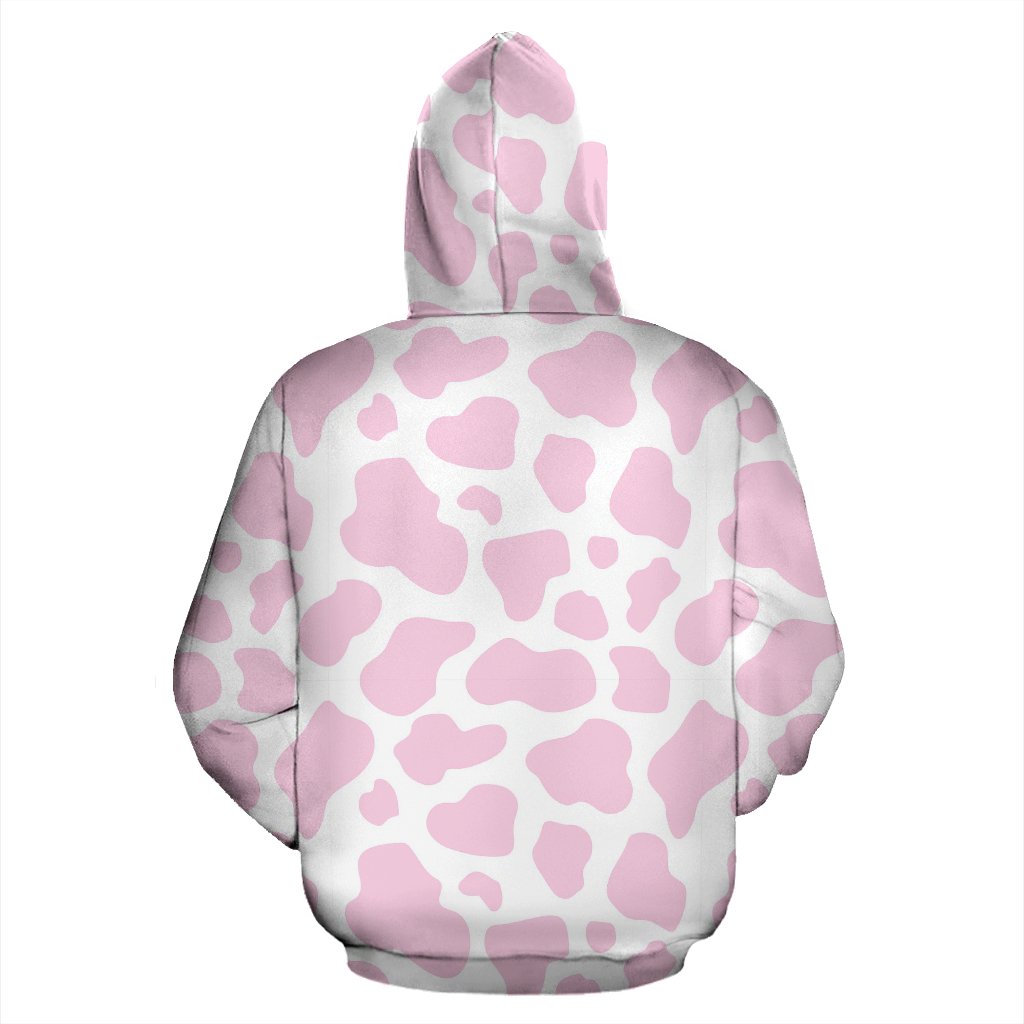 Pink Cow Pattern Print Women Men Pullover Hoodie-grizzshop
