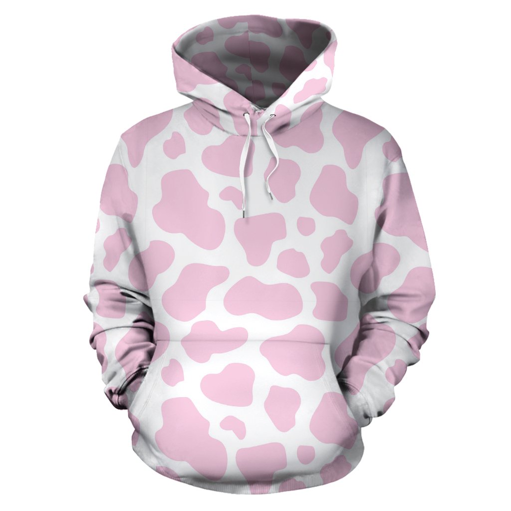 Pink Cow Pattern Print Women Men Pullover Hoodie-grizzshop