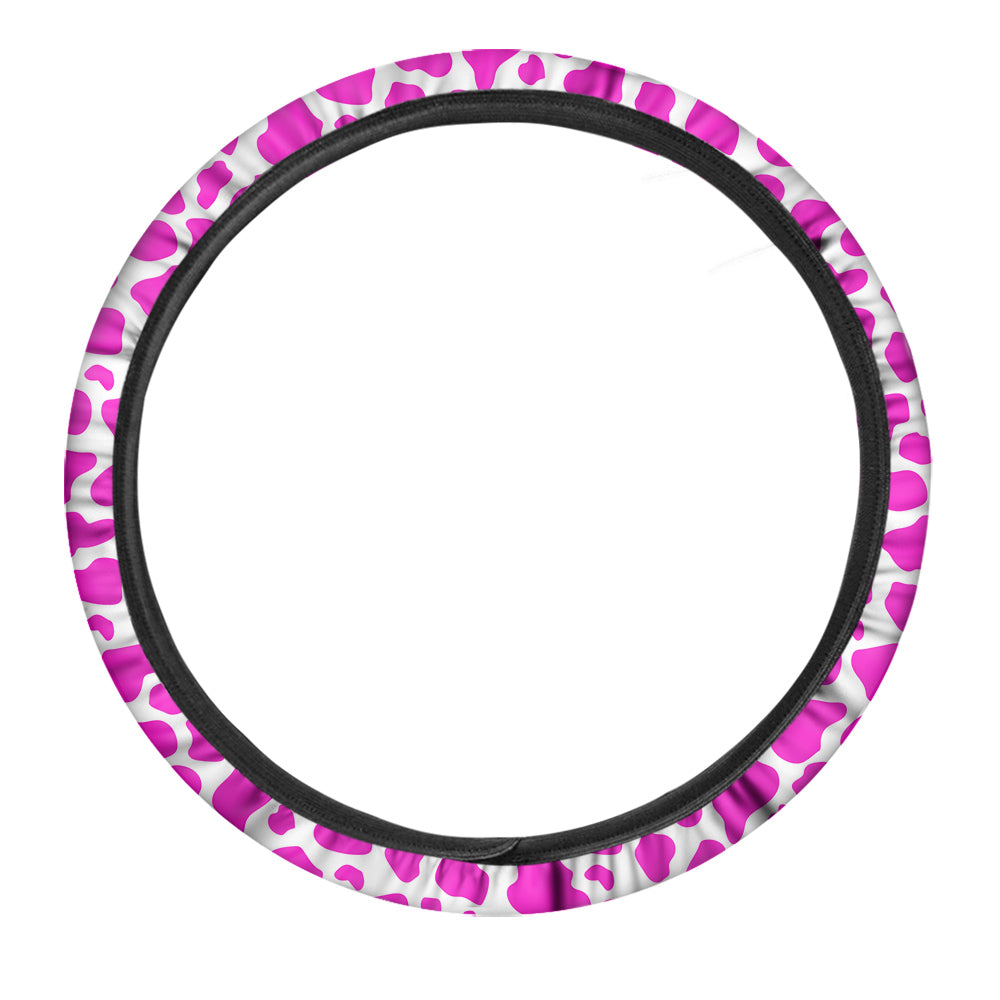 Pink Cow Print Pattern Car Steering Wheel Cover-grizzshop