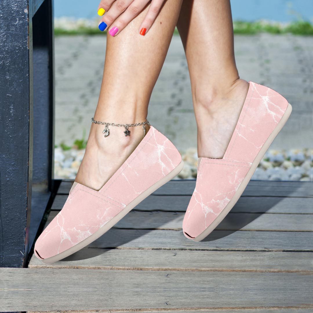 Pink Cracked Marble Canvas Shoes-grizzshop