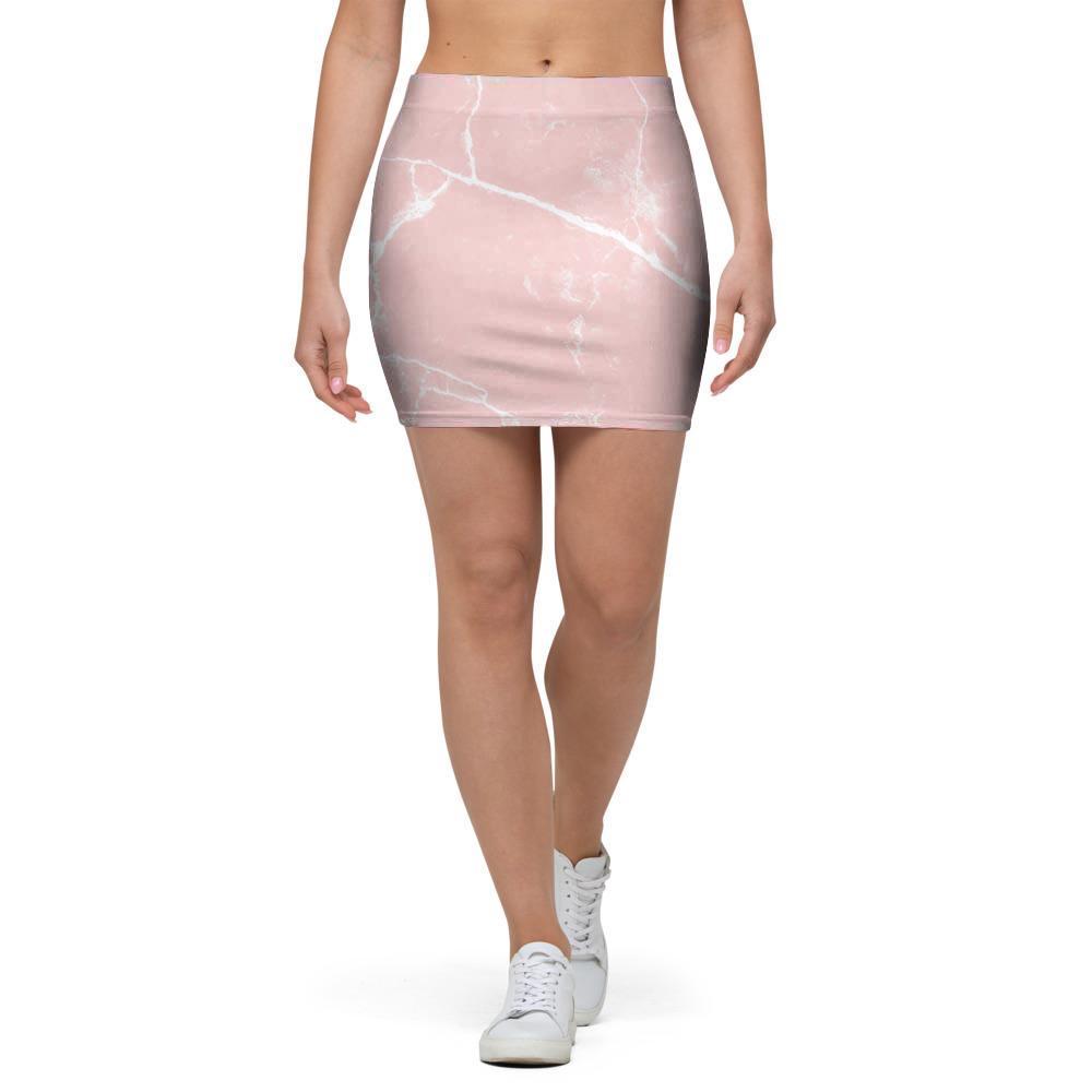 Pink Cracked Marble Mini Skirt-grizzshop
