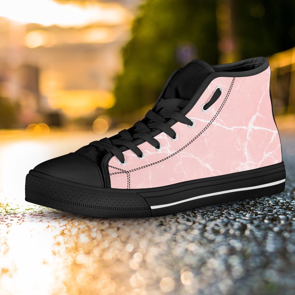 Pink Cracked Marble Women's High Top Shoes-grizzshop