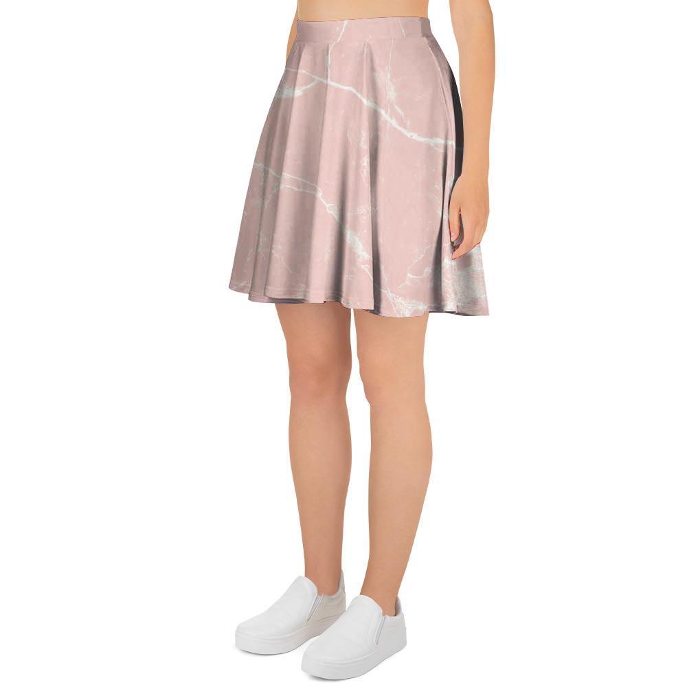 Pink Cracked Marble Women's Skirt-grizzshop
