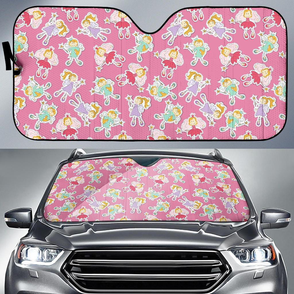 Pink Fairy Pattern Print Car Sun Shade-grizzshop