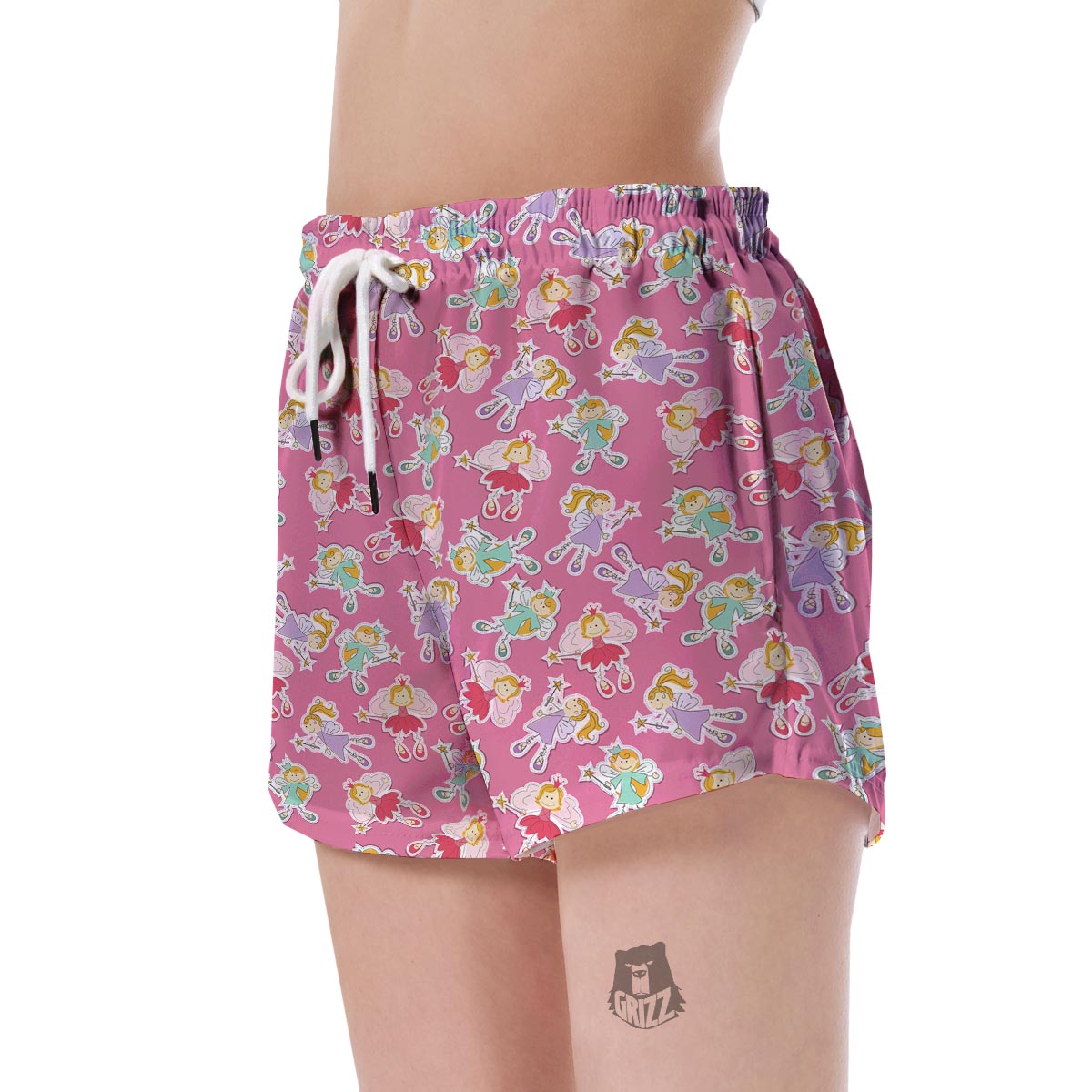 Pink Fairy Pattern Print Women's Shorts-grizzshop