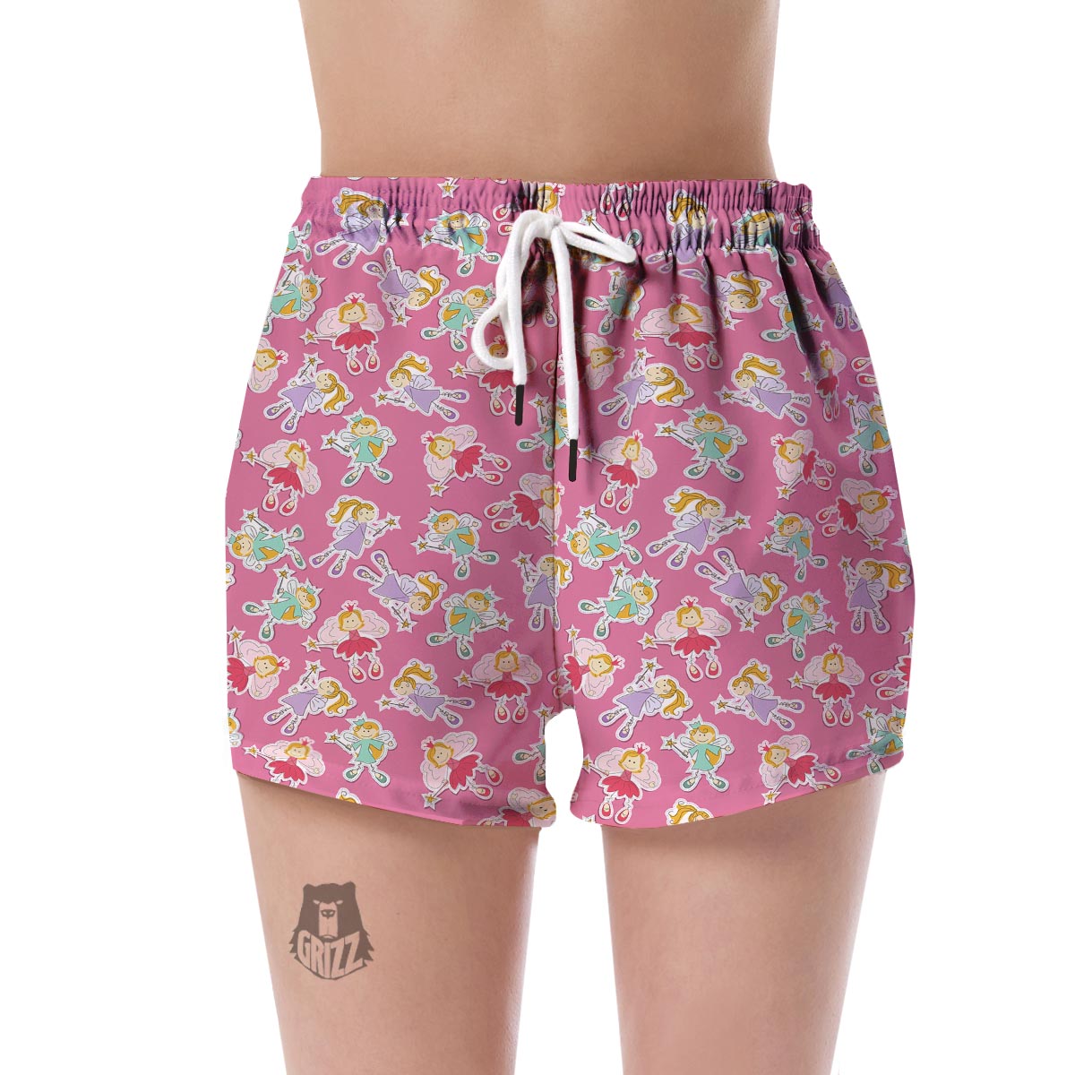 Pink Fairy Pattern Print Women's Shorts-grizzshop