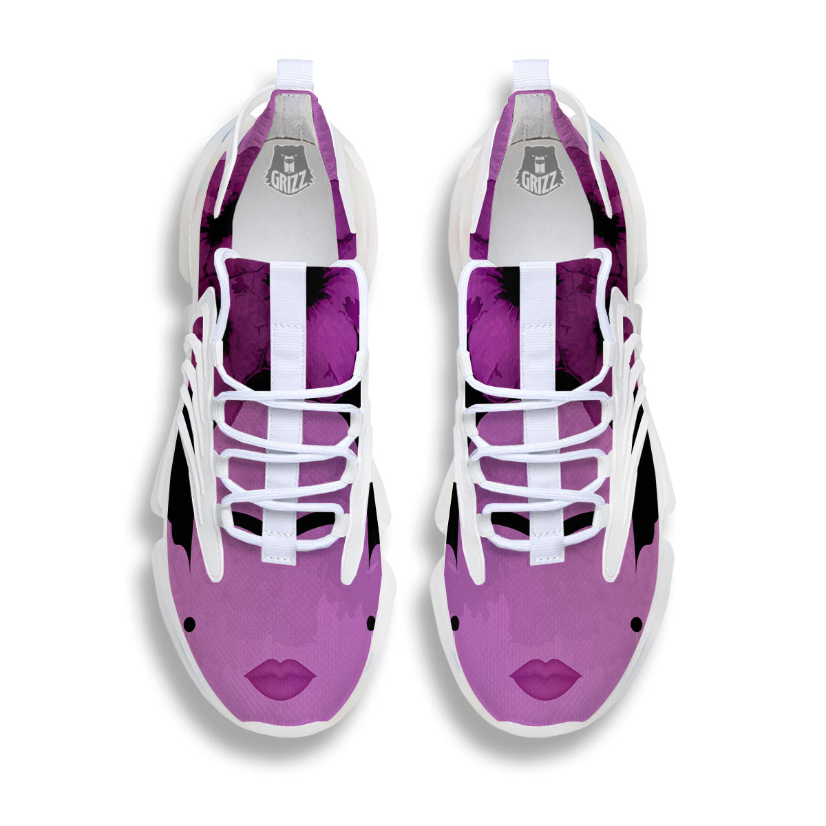 Pink Floral And Frida Kahlo Print White Gym Shoes-grizzshop