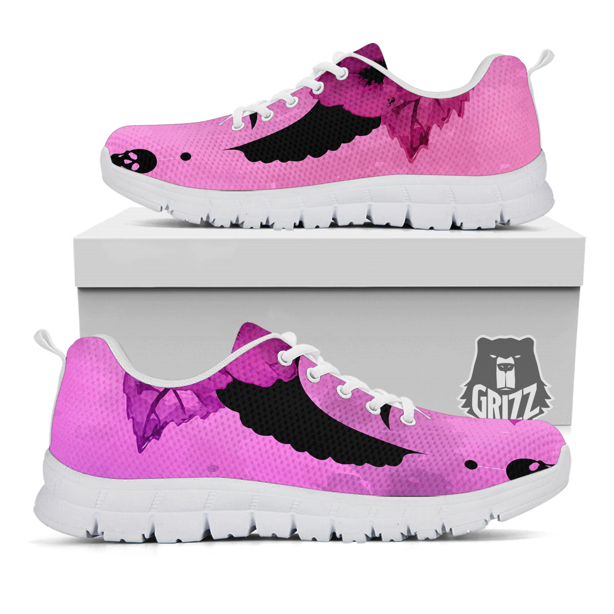 Pink Floral And Frida Kahlo Print White Sneaker-grizzshop