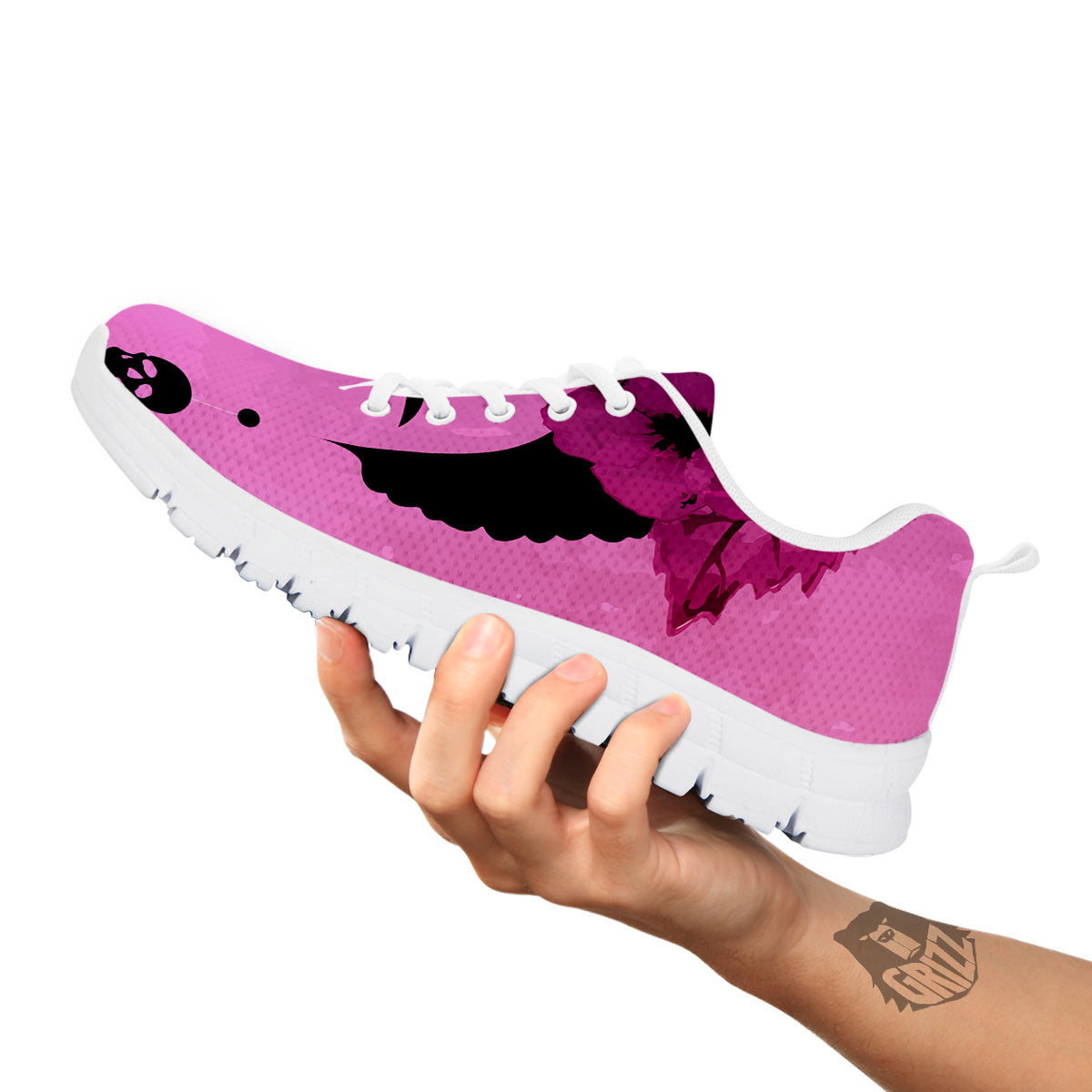 Pink Floral And Frida Kahlo Print White Sneaker-grizzshop
