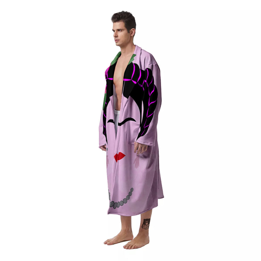 Pink Flower And Frida Kahlo Print Men's Robe-grizzshop