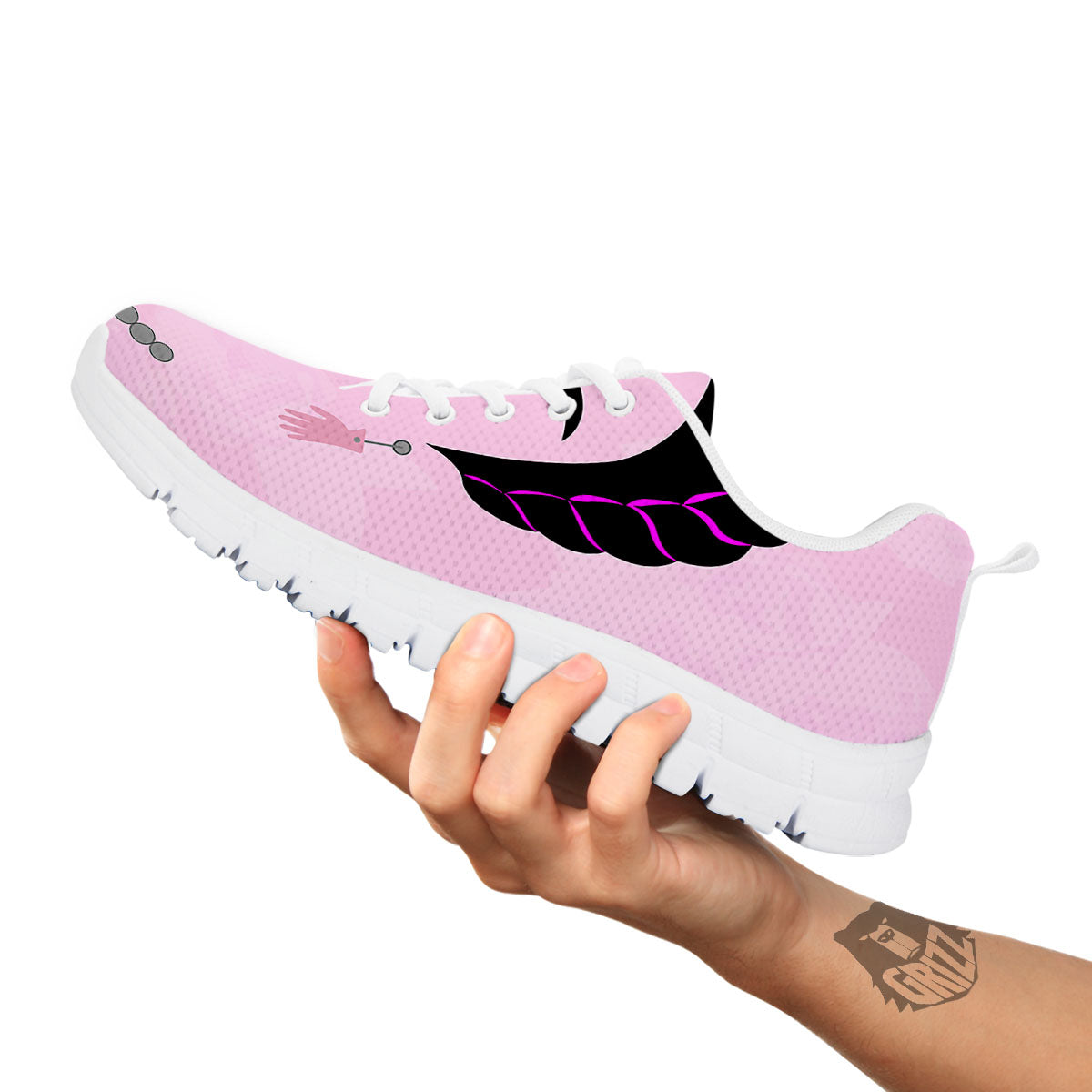 Pink Flower And Frida Kahlo Print White Sneaker-grizzshop