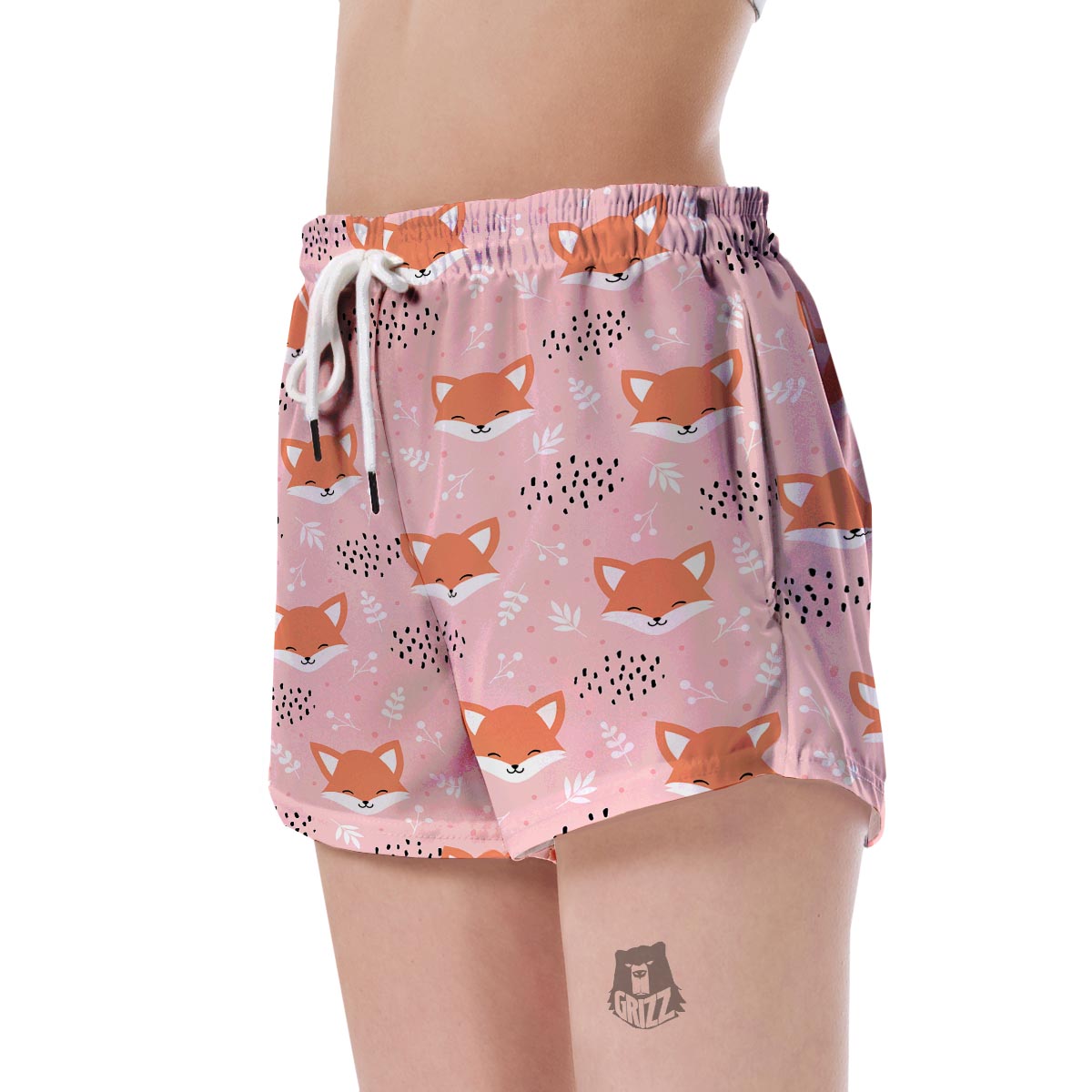 Pink Fox Pattern Print Women's Shorts-grizzshop