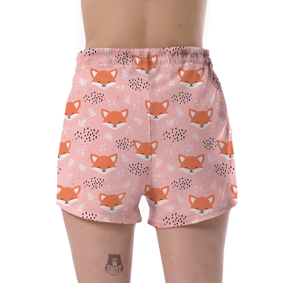 Pink Fox Pattern Print Women's Shorts-grizzshop