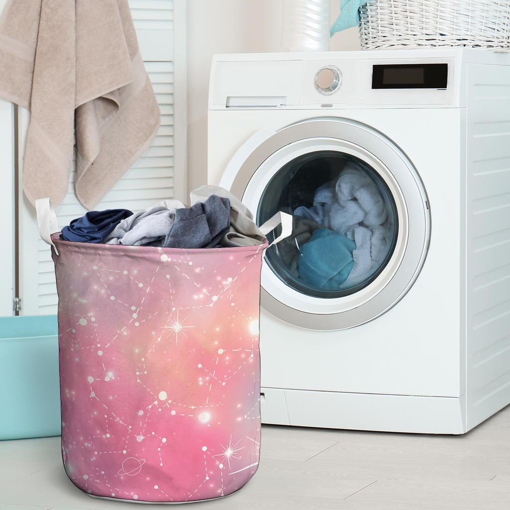 Pink Galaxy Stardust Laundry Basket-grizzshop