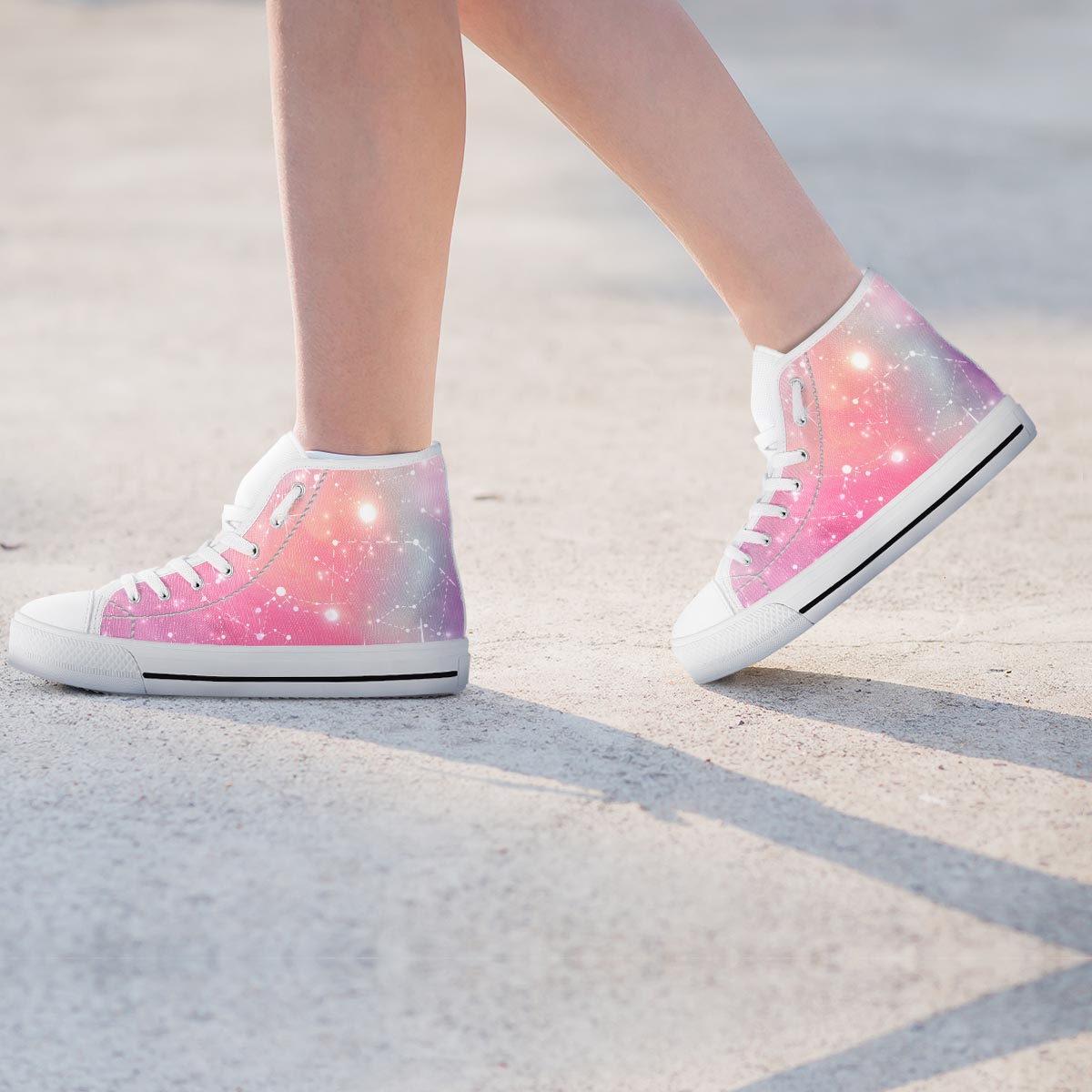 Pink Galaxy Stardust Women's High Top Shoes-grizzshop