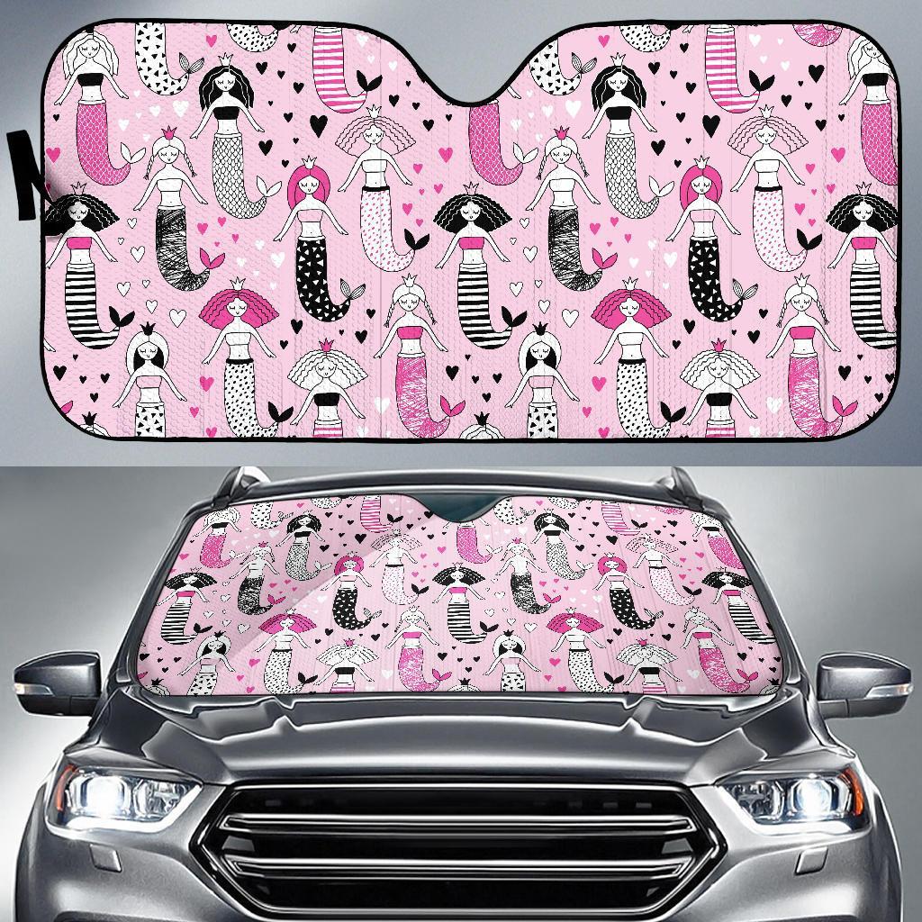 Pink Girly Mermaid Teal Scales Car Sun Shade-grizzshop