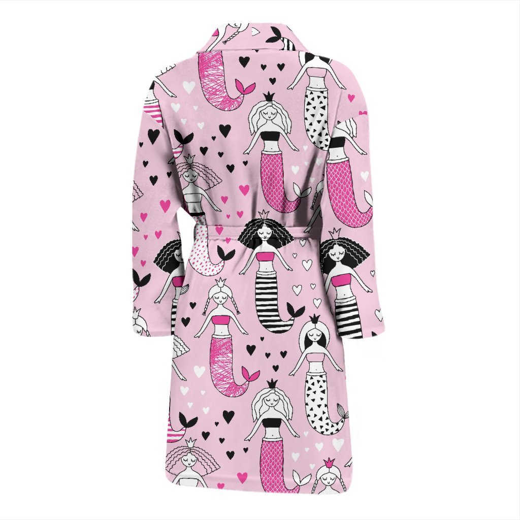Pink Girly Mermaid Teal Scales Men Long Robe-grizzshop