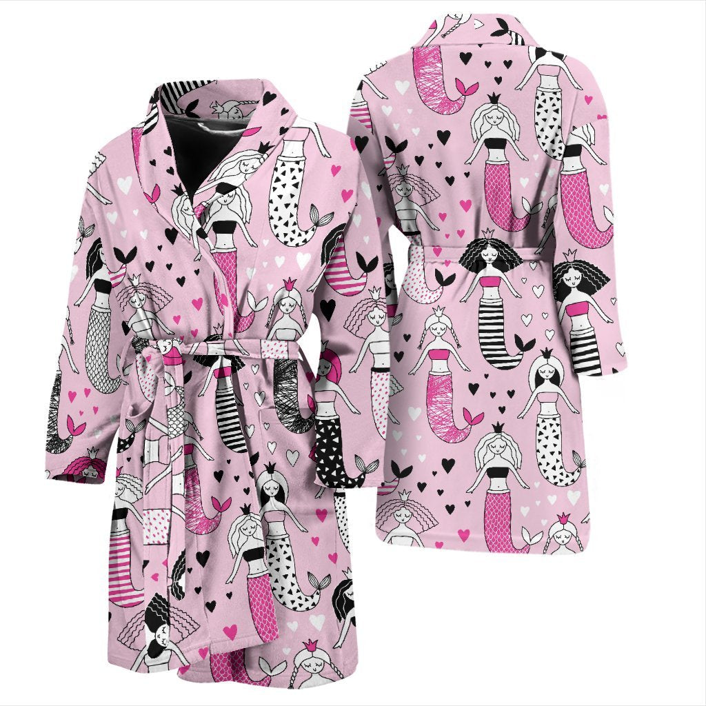 Pink Girly Mermaid Teal Scales Men Long Robe-grizzshop