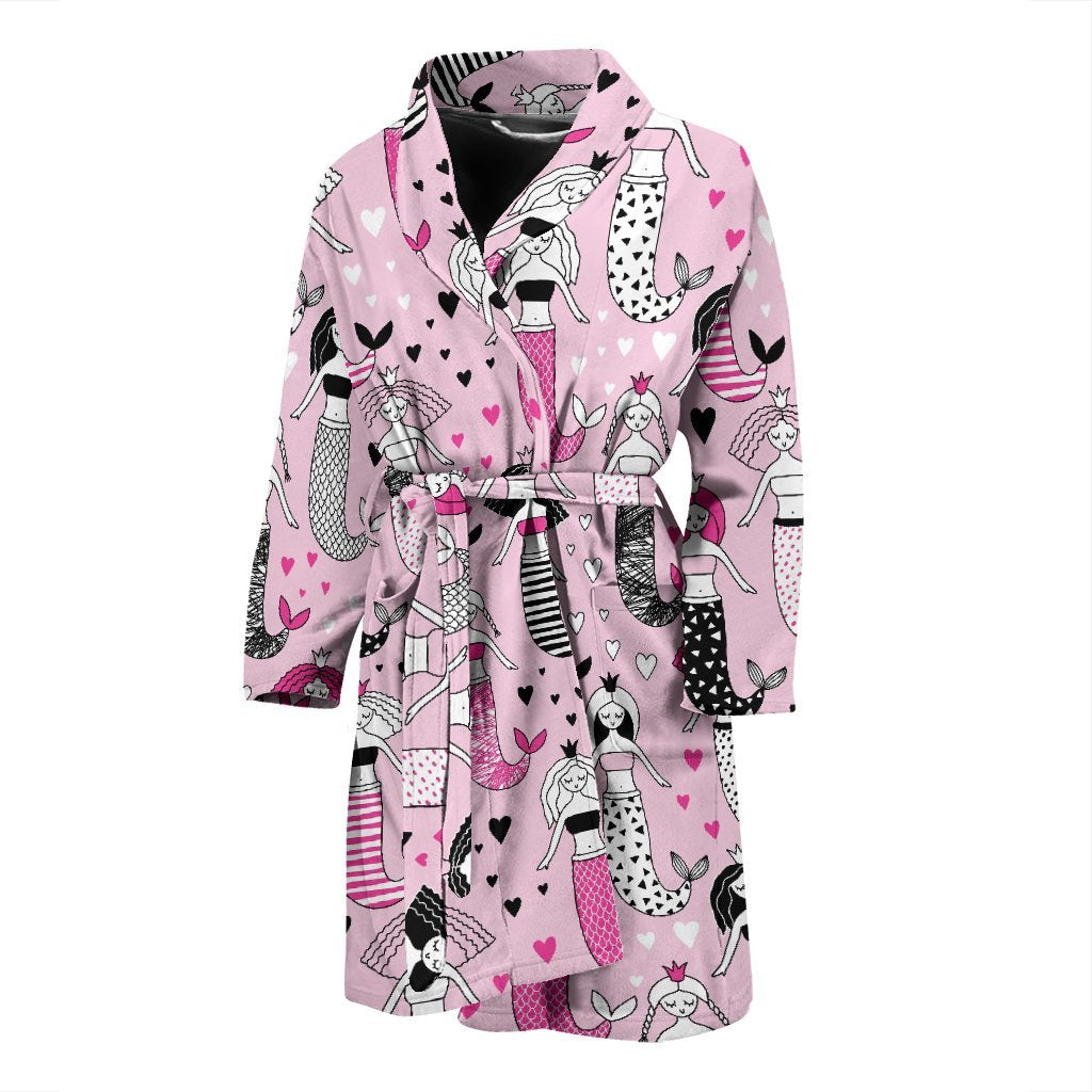 Pink Girly Mermaid Teal Scales Men Long Robe-grizzshop