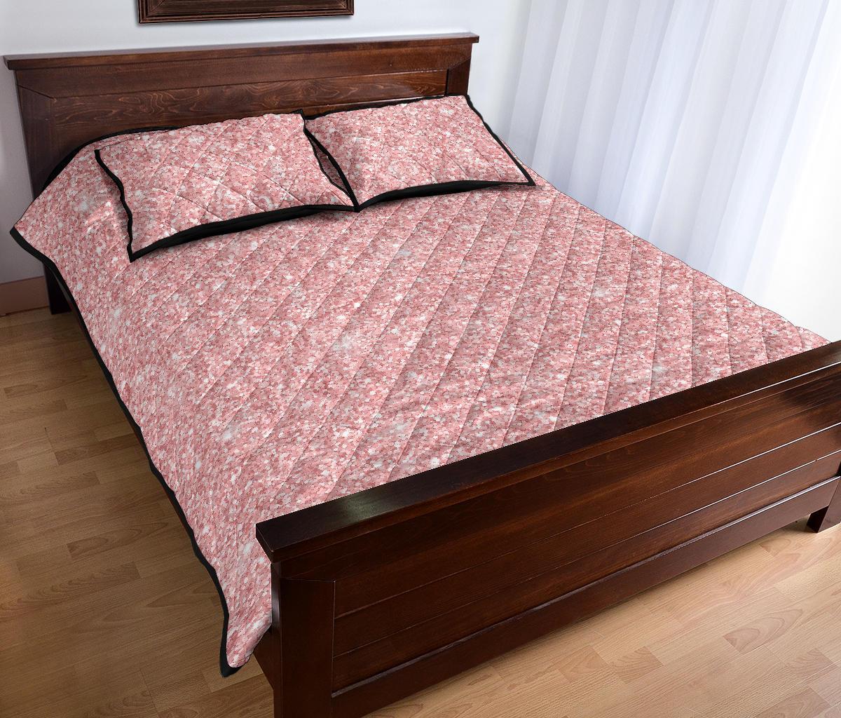 Pink Glitter Pattern Print Bed Set Quilt-grizzshop
