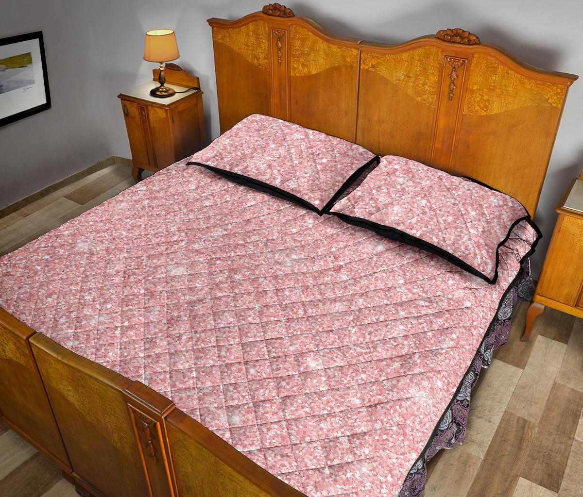 Pink Glitter Pattern Print Bed Set Quilt-grizzshop