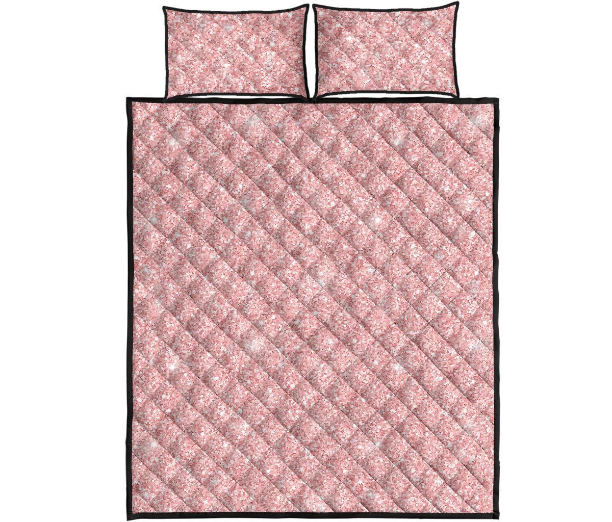 Pink Glitter Pattern Print Bed Set Quilt-grizzshop