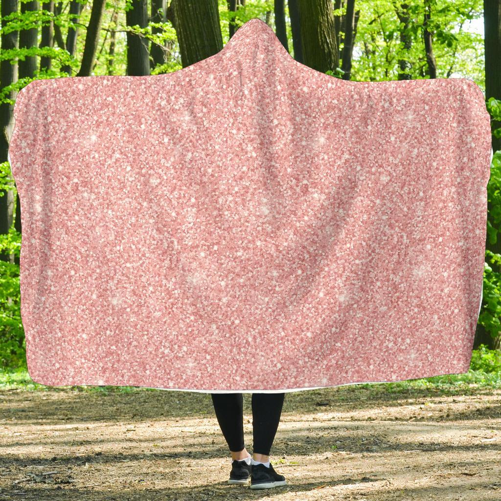 Pink Glitter Pattern Print Hooded Blanket-grizzshop