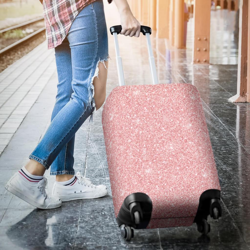 Pink Glitter Pattern Print Luggage Cover Protector-grizzshop
