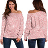 Pink Glitter Pattern Print Women Off Shoulder Sweatshirt-grizzshop