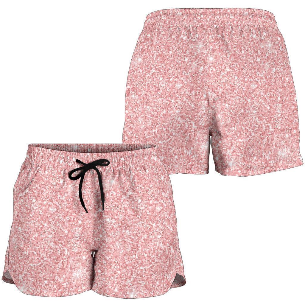 Pink Glitter Pattern Print Women's Shorts-grizzshop