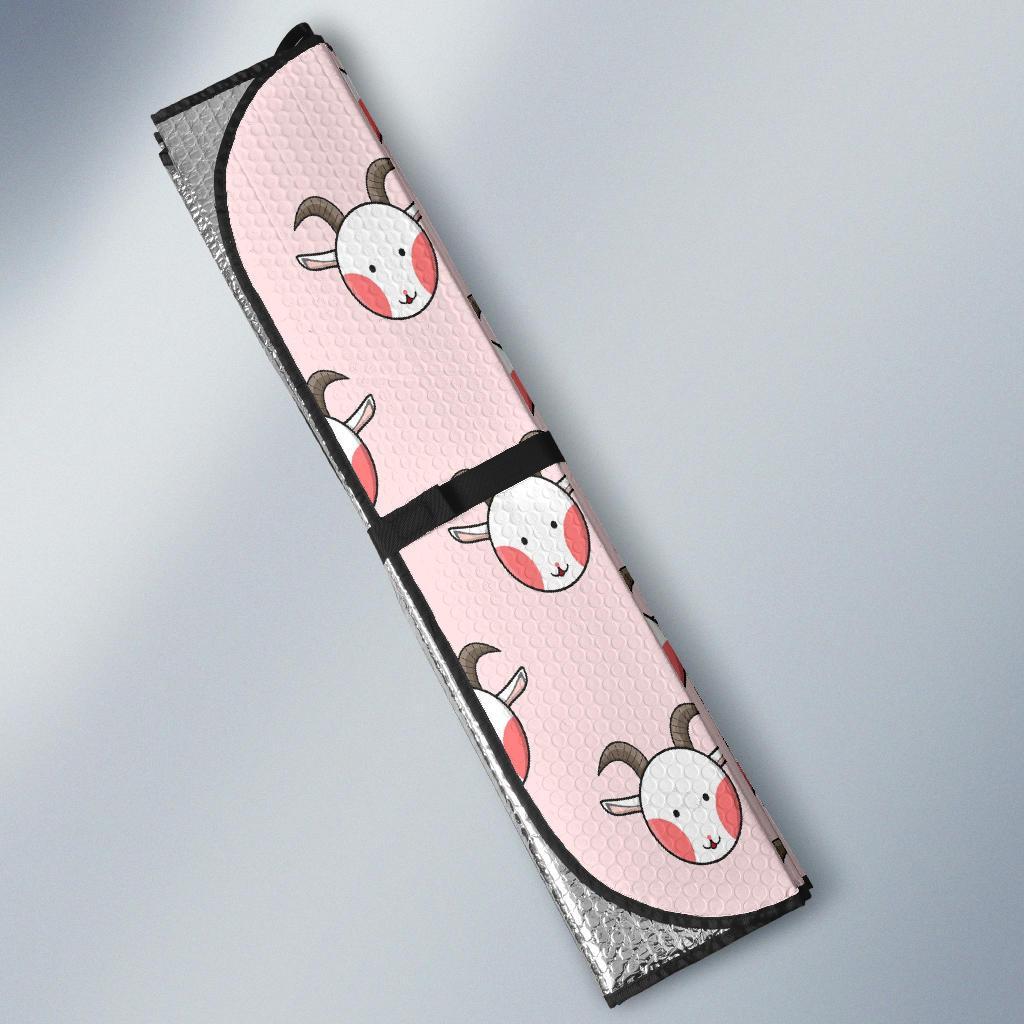 Pink Goat Sheep Pattern Print Car Sun Shade-grizzshop