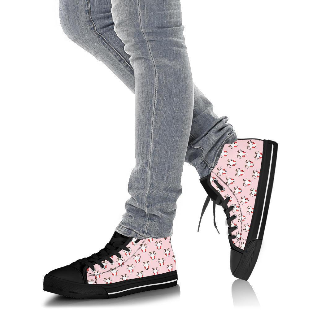 Pink Goat Sheep Pattern Print Men Women's High Top Shoes-grizzshop