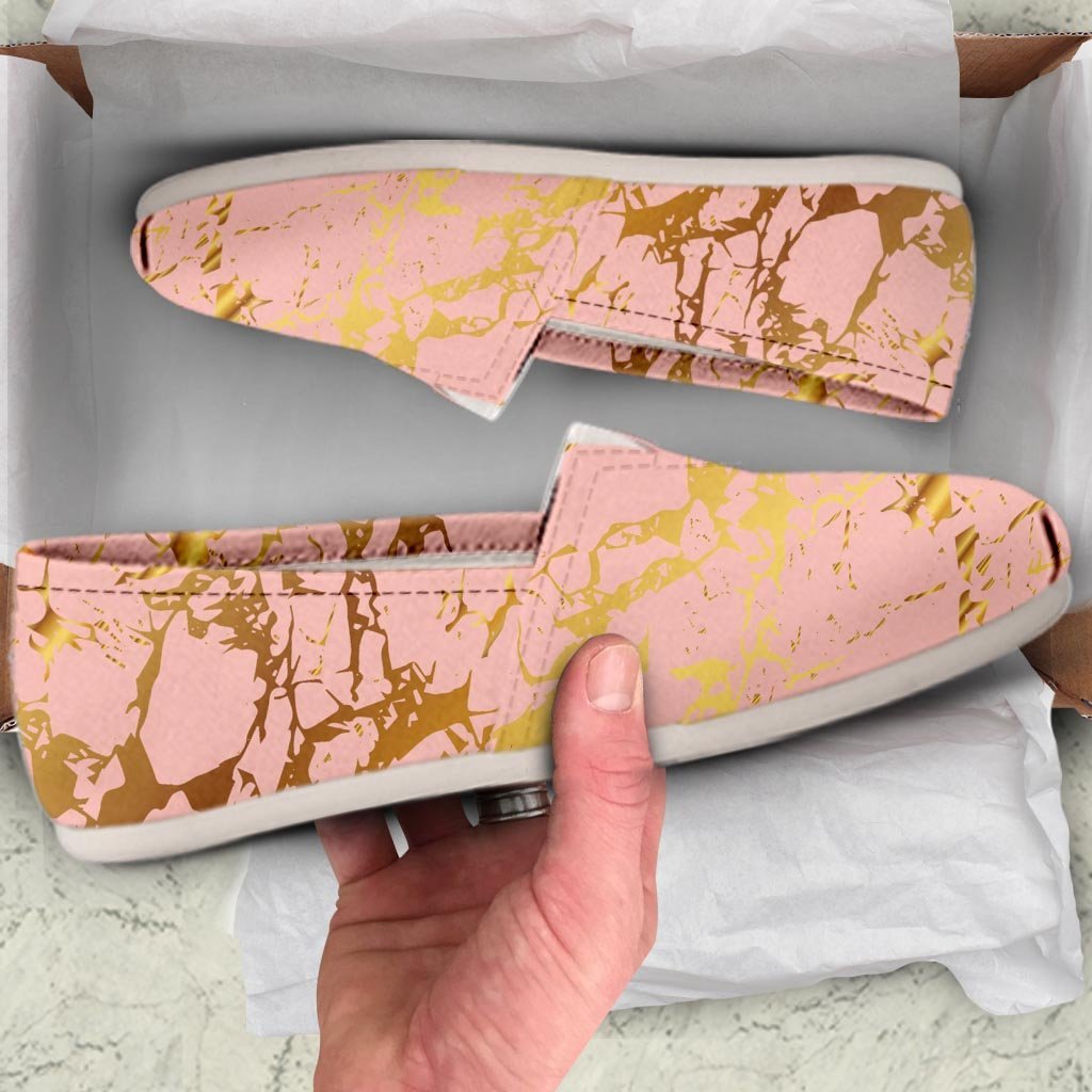 Pink Gold Marble Canvas Shoes-grizzshop
