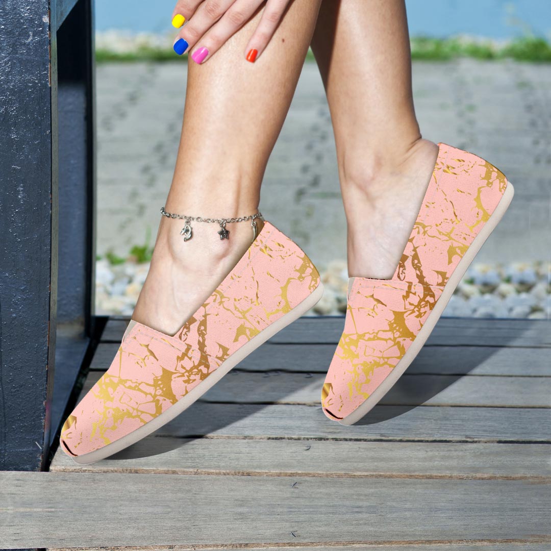 Pink Gold Marble Canvas Shoes-grizzshop