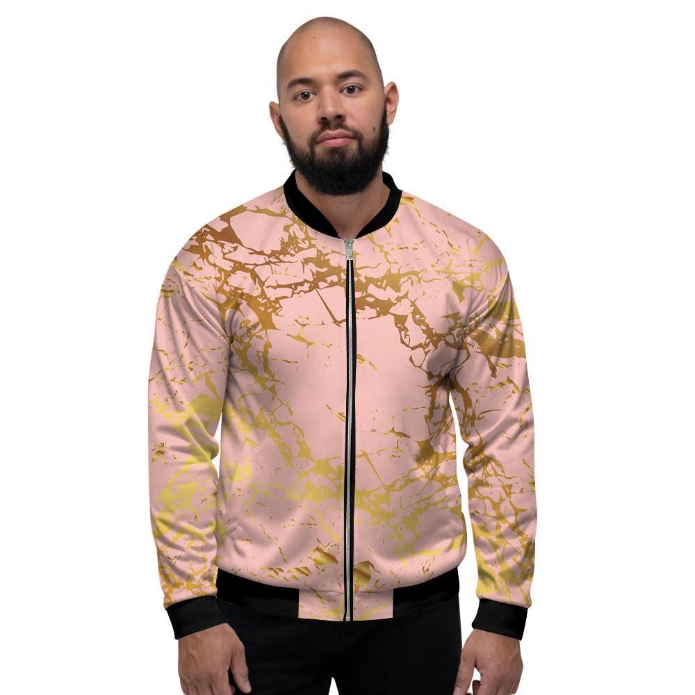 Pink Gold Marble Men's Bomber Jacket
