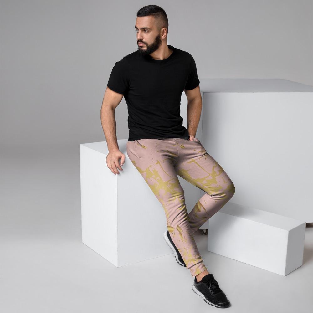 Pink Gold Marble Men's Joggers-grizzshop