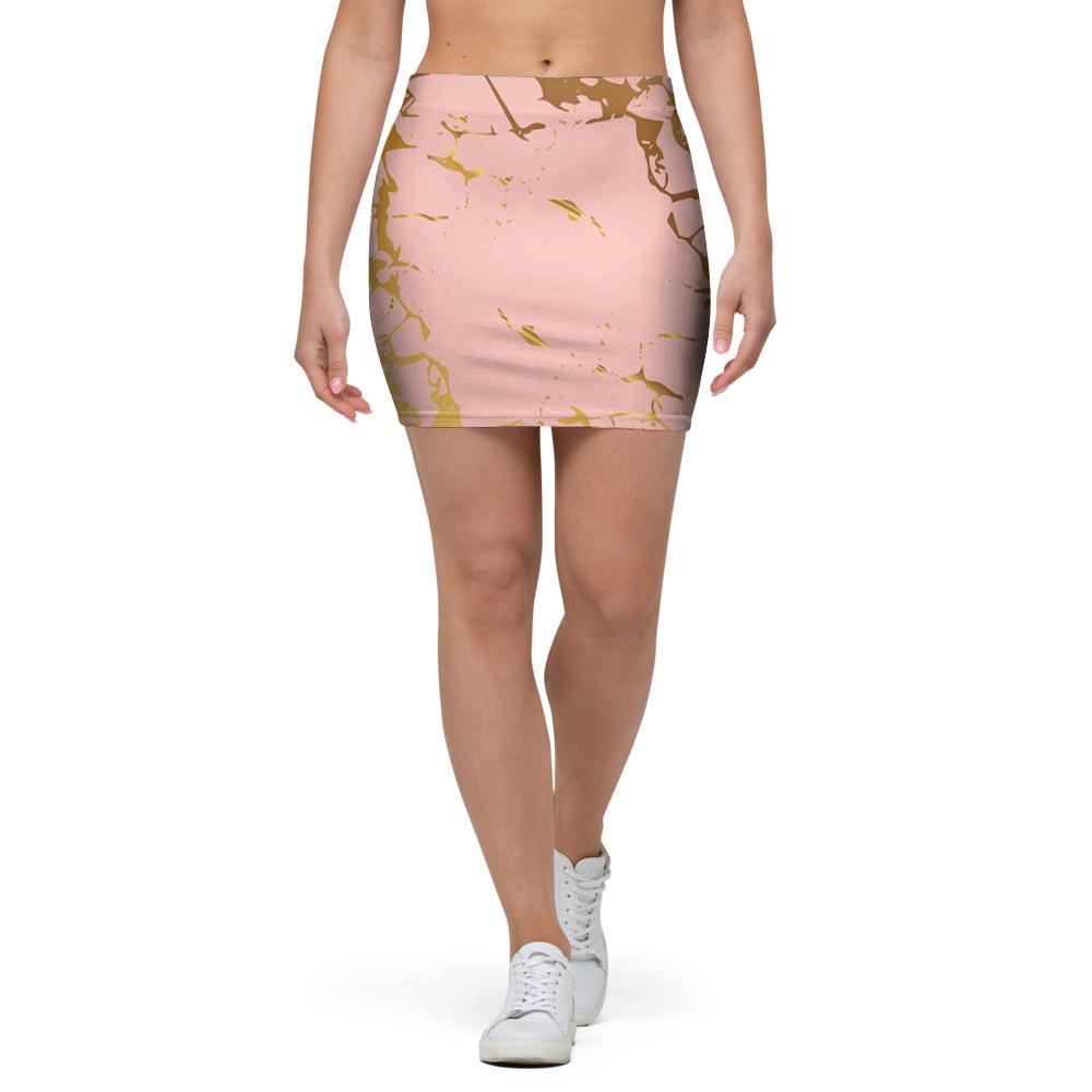 Pink Gold Marble Mini Skirt-grizzshop