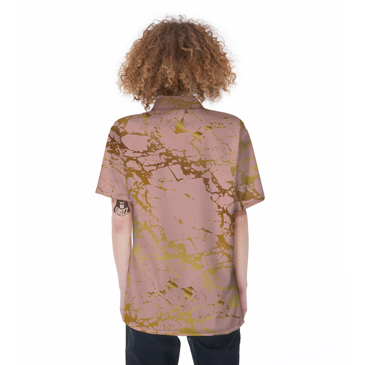 Pink Gold Marble Women's Short Sleeve Shirts-grizzshop