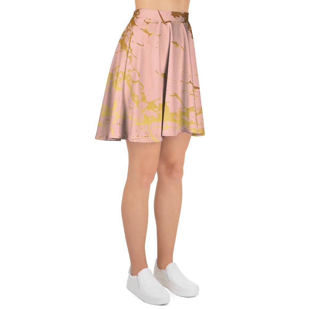 Pink Gold Marble Women's Skirt-grizzshop