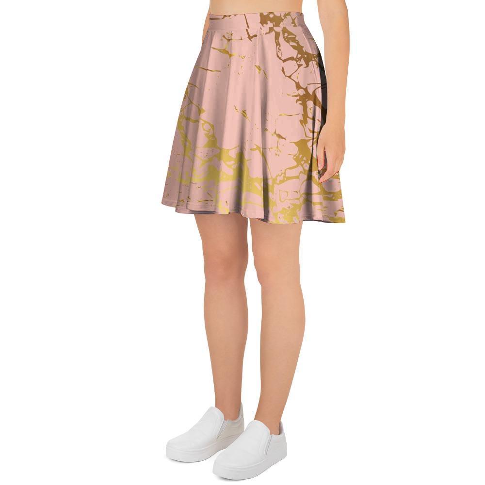 Pink Gold Marble Women's Skirt-grizzshop