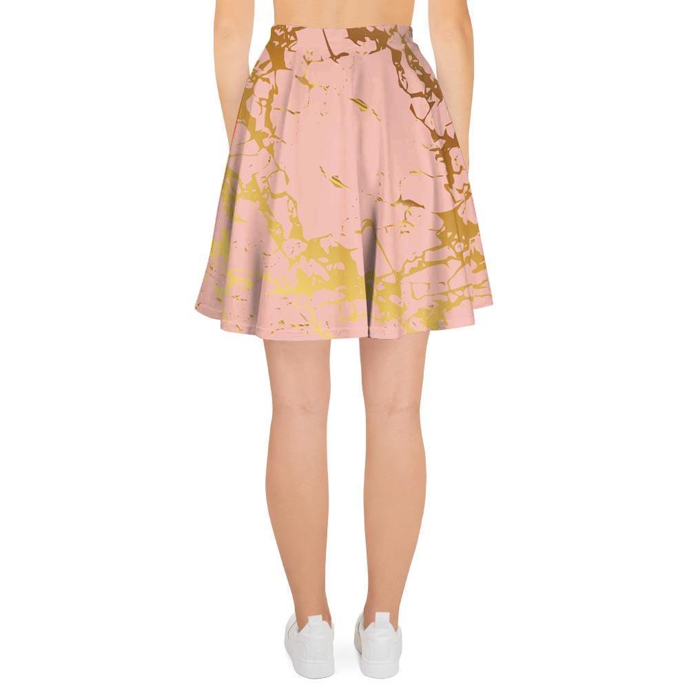 Pink Gold Marble Women's Skirt-grizzshop