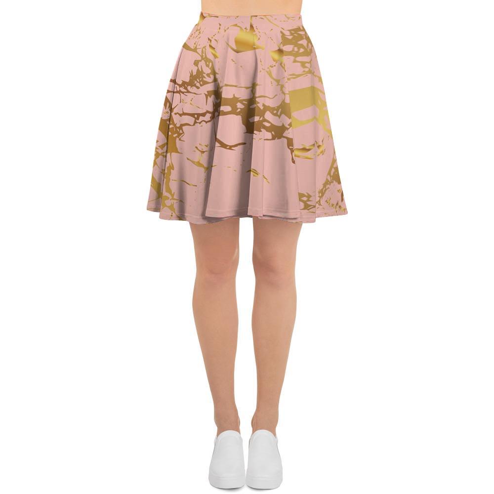 Pink Gold Marble Women's Skirt-grizzshop