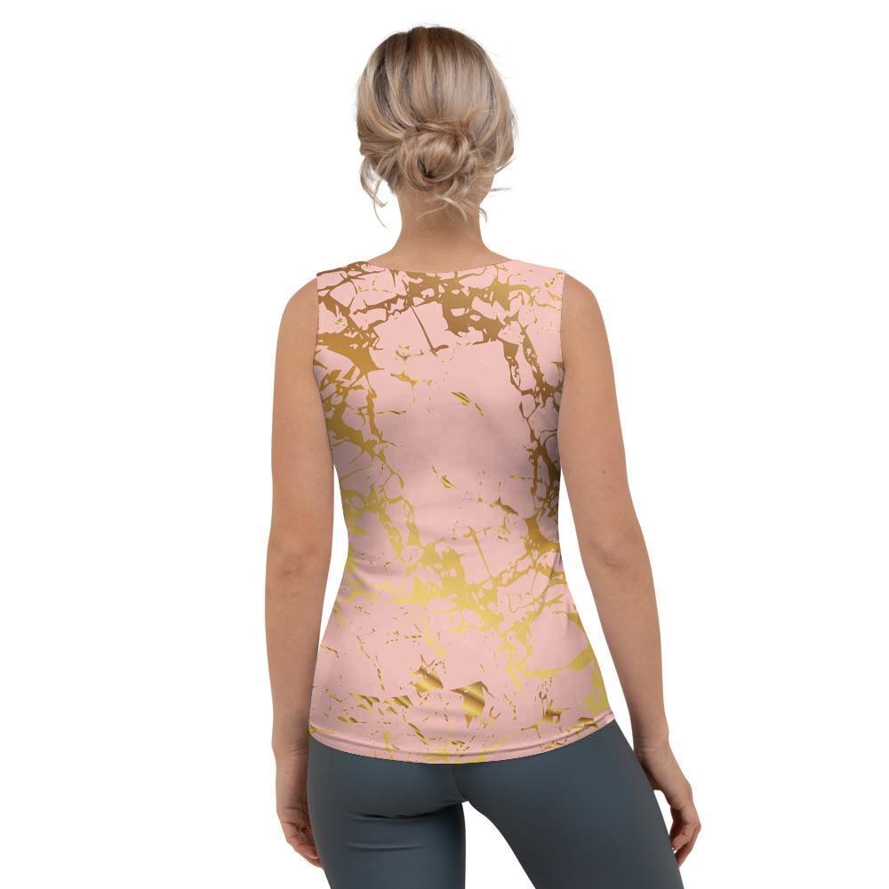 Pink Gold Marble Women's Tank Top-grizzshop